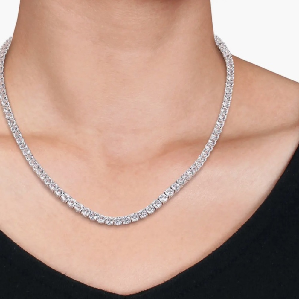 Round Cut Tennis ubic Zirconia Necklace